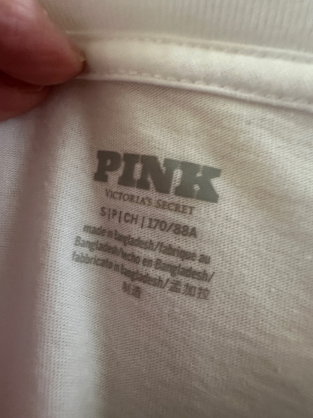 PINK Victoria's Secret White Short Sleeve Crew Tee Oversized small - Picture 3 of 4